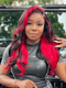 Dorsanee Black With Red Streaks 13x4 Lace Front Body Wave Virgin Human Hair Wig