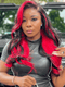 Dorsanee Black With Red Streaks 13x4 Lace Front Body Wave Virgin Human Hair Wig