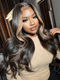 Dorsanee Cinnamon Brown Skunk Stripe Body Wave 13x4 Lace Front Human Hair Wigs