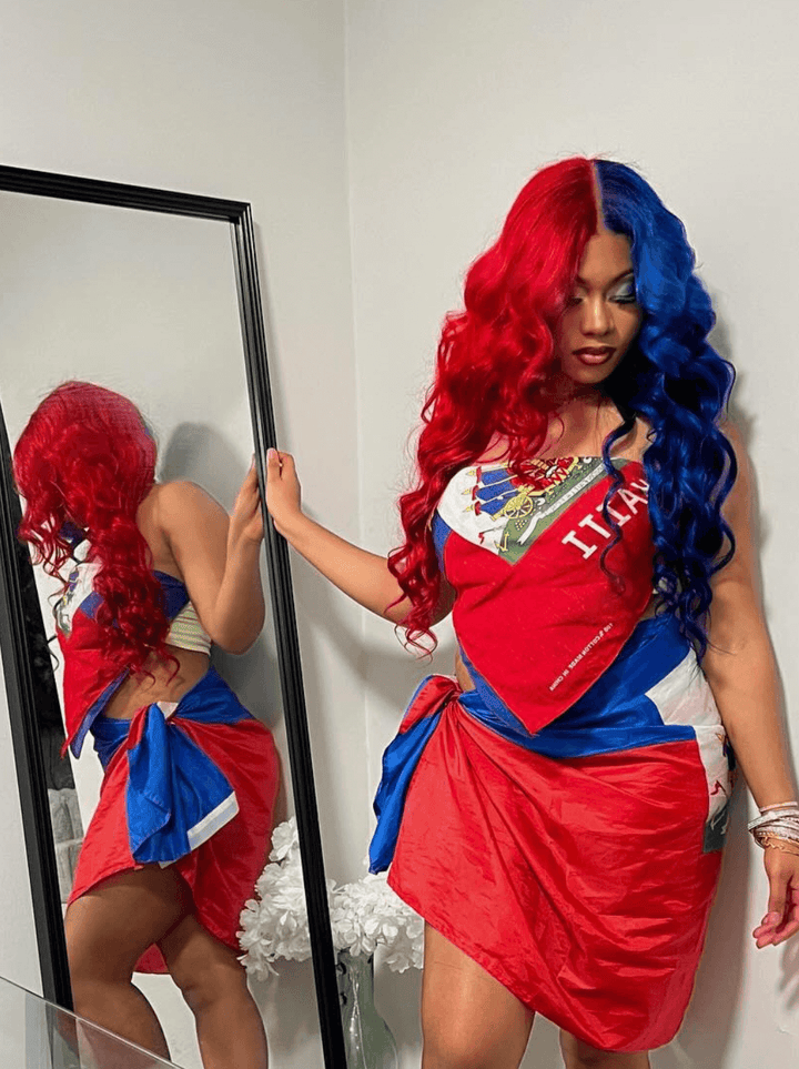 Dorsanee Half Red Half Blue Body Wave 13x4 HD Lace Front Virgin Human Hair Wigs