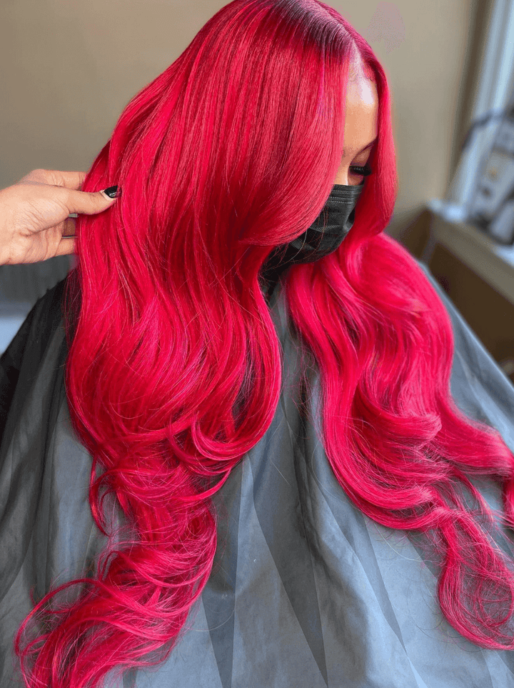 Dorsanee Hot Pink Red 13x4 HD Lace Front Virgin Remy Human Hair Wigs