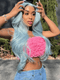 Dorsanee Light Blue Color 200 Density 13x4 Lace Front Virgin Hair Wigs