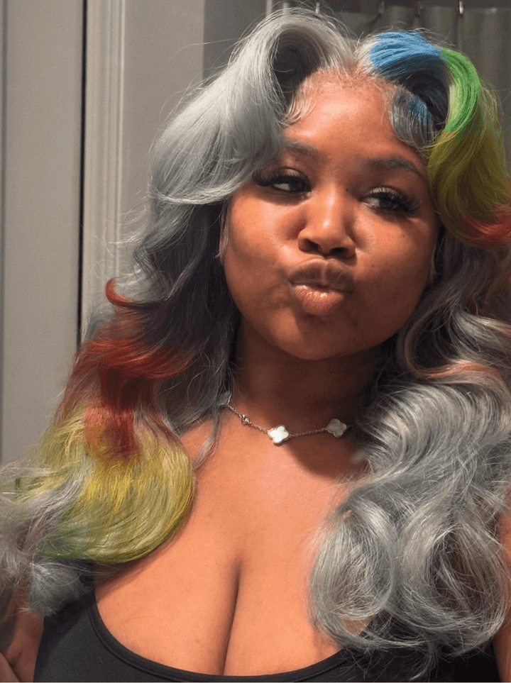 Dorsanee Multi Color Gray Blue Green Ginger HD Lace Front Virgin Human Hair Wig