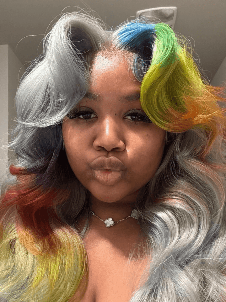 Dorsanee Multi Color Gray Blue Green Ginger HD Lace Front Virgin Human Hair Wig
