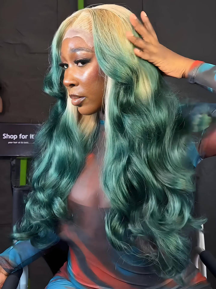 Dorsanee Ombre Blonde Dark Green 13x4 HD Lace Front Virgin Remy Human Hair Wigs