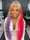 Dorsanee Ombre Blonde Ginger Purple Green Copper Red Multi Color Human Hair Wig
