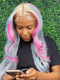 Dorsanee Ombre Blonde Gray With Red Blue Pink Color Lace Front Human Hair Wigs