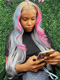 Dorsanee Ombre Blonde Gray With Red Blue Pink Color Lace Front Human Hair Wigs