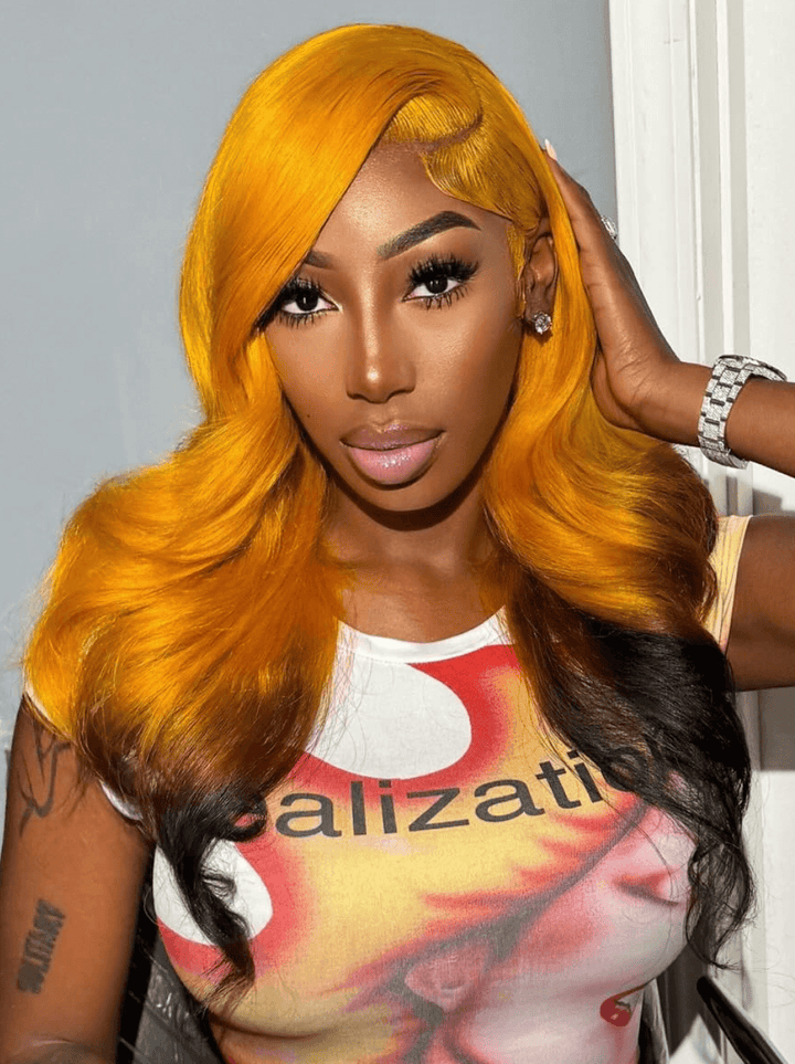 Dorsanee Ombre Ginger Black Body Wave 13x4 HD Lace Front Virgin Human Hair Wigs