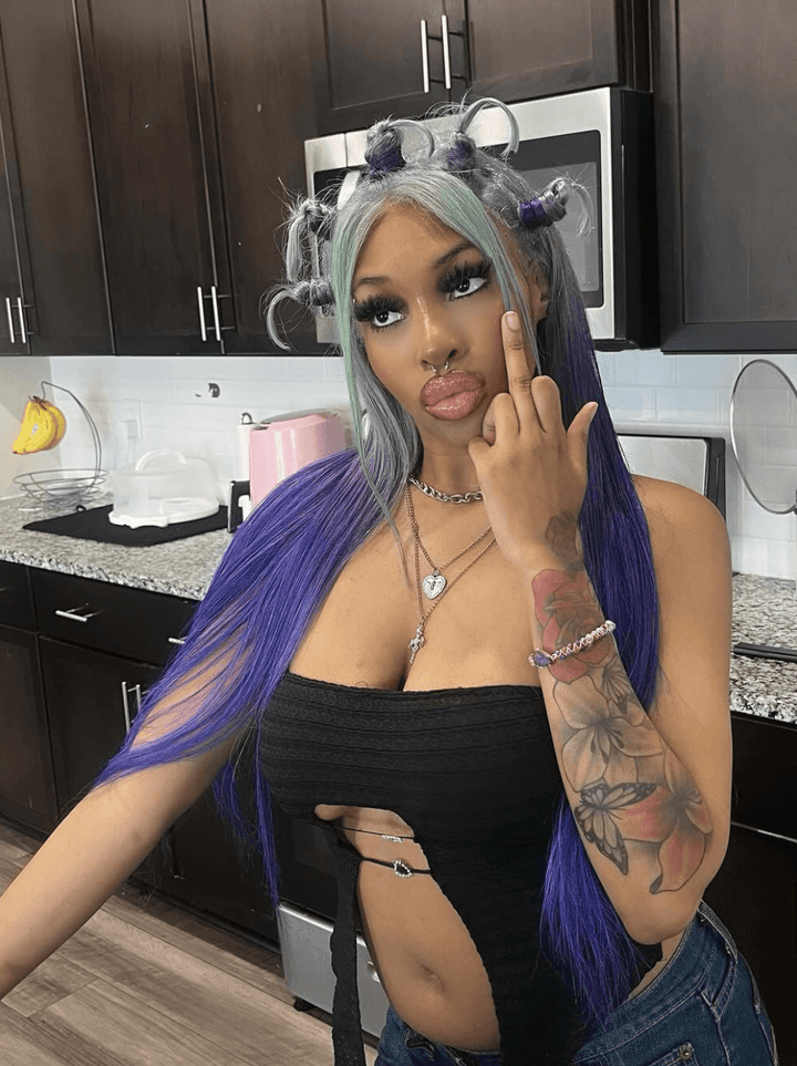 Dorsanee Ombre Gray Blue Green Skunk Stripe 13x4 HD Lace Front Human Hair Wigs