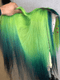 Dorsanee Ombre Green Blue Skunk Stripe HD Lace Front Virgin Remy Human Hair Wig