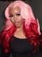 Dorsanee Ombre Pink Red Color 200 Density 13x4 Lace Front Virgin Human Hair Wig