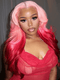 Dorsanee Ombre Pink Red Color 200 Density 13x4 Lace Front Virgin Human Hair Wig