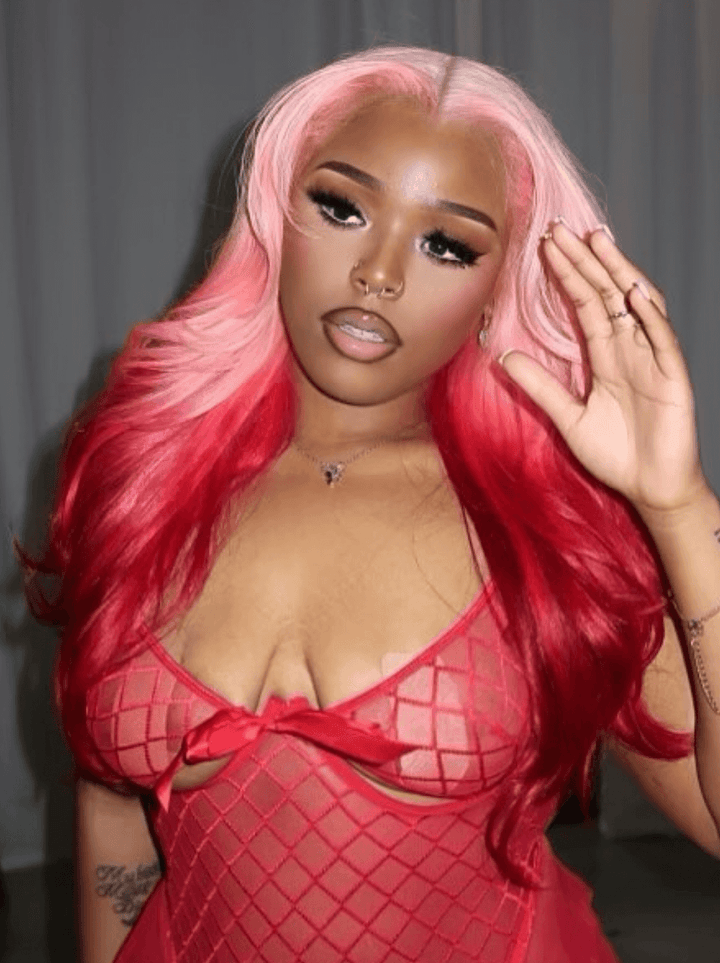 Dorsanee Ombre Pink Red Color 200 Density 13x4 Lace Front Virgin Human Hair Wig