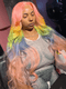 Dorsanee Ombre Pink Yellow Green Blue Color 13x4 HD Lace Front Human Hair Wigs