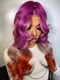 Dorsanee Ombre Purple Gray Ginger Orange Body Wave Lace Front Human Hair Wigs