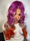 Dorsanee Ombre Purple Gray Ginger Orange Body Wave Lace Front Human Hair Wigs