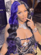 Dorsanee Ombre Split Dye Black Purple Color 13x4 HD Lace Front Human Hair Wigs