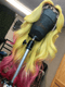 Dorsanee Ombre Yellow Pink Red Dark Roots 13x4 Lace Front Virgin Human Hair Wig