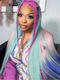 Dorsanee Pastel Green With Purple Blue Pink Streak Virgin Remy Human Hair Wigs