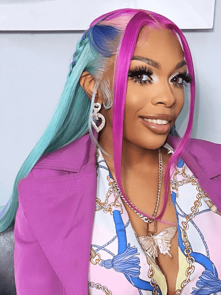 Dorsanee Pastel Green With Purple Blue Pink Streak Virgin Remy Human Hair Wigs