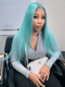 Dorsanee Pastel Light Blue Bone Straight Virgin Remy Human Hair Wigs