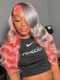 Dorsanee Peekaboo Gray Pink Two Tones Color 13x4 HD Lace Front Human Hair Wigs