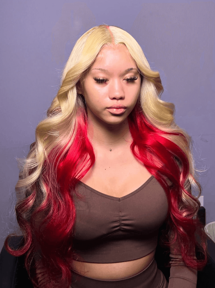 Dorsanee Peekaboo Honey Blonde 99J Red Body Wave Virgin Human Hair Wig