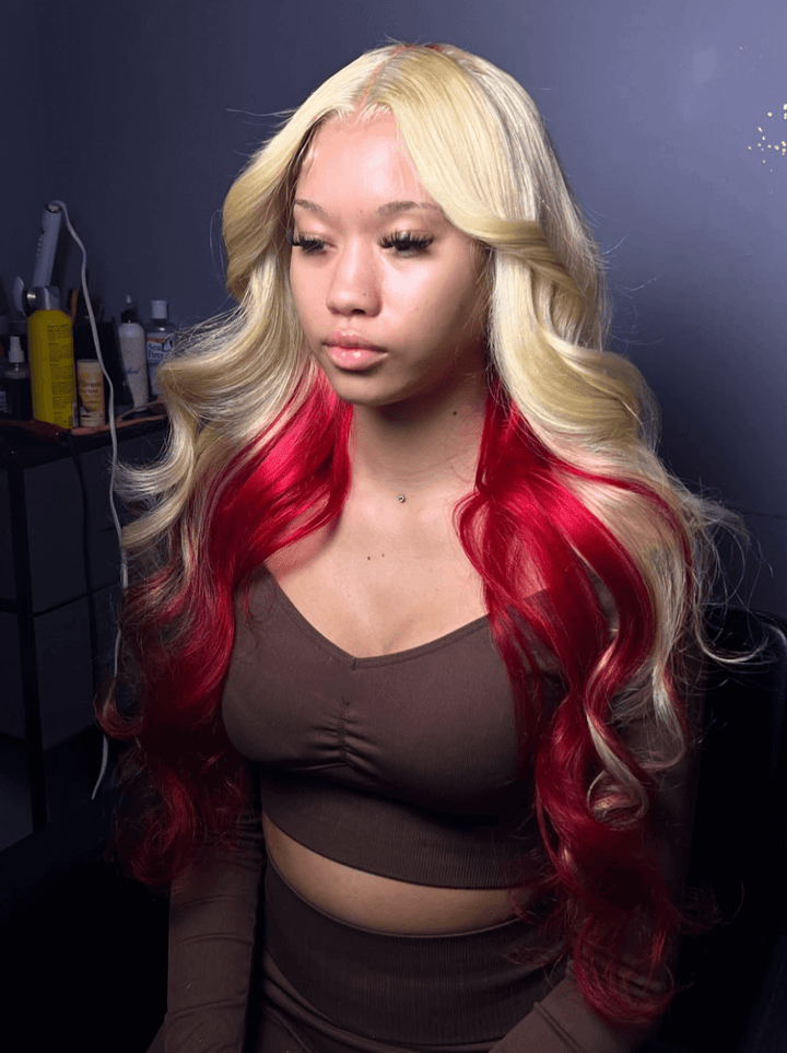 Dorsanee Peekaboo Honey Blonde 99J Red Body Wave Virgin Human Hair Wig