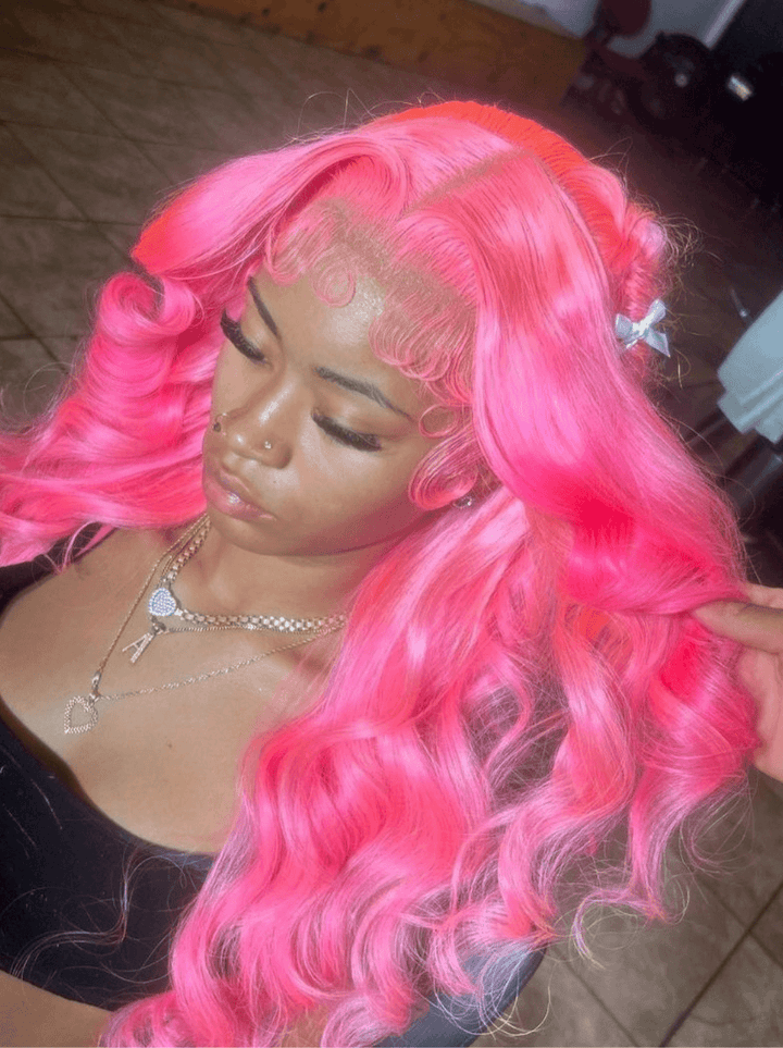 Dorsanee Pink Body Wave 13x4 Transparent HD Lace Front Human Hair Wigs