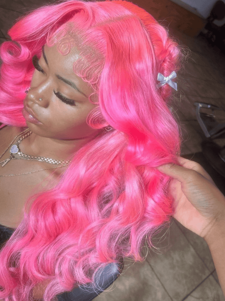 Dorsanee Pink Body Wave 13x4 Transparent HD Lace Front Human Hair Wigs
