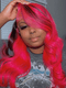 Dorsanee Red With Black Highlight Streaks Lace Front Huamn Hair Wig