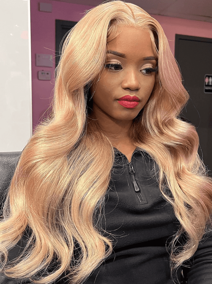Dorsanee Rose Gold Honey Blonde Body Wave HD Lace Front Human Hair Wig