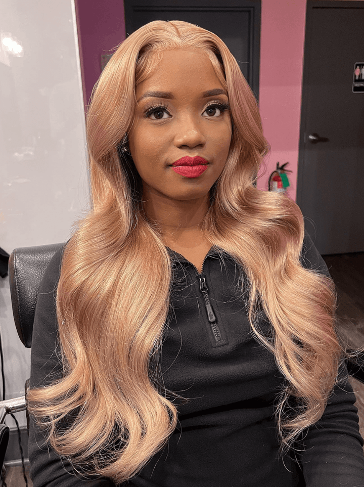 Dorsanee Rose Gold Honey Blonde Body Wave HD Lace Front Human Hair Wig
