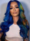 Dorsanee Split Dye Blue Ombre Yellow Copper Red 13x4 Lace Front Human Hair Wigs