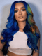 Dorsanee Split Dye Blue Ombre Yellow Copper Red 13x4 Lace Front Human Hair Wigs