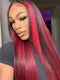 Dorsanee 1b/99J Colored Highlights 13×4 HD Lace Front Straight Human Hair Wigs