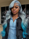 Dorsanee 200 Density Ombre Grey Blue Body Wave 13x4 Lace Front Human Hair Wigs