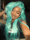 Dorsanee Halloween Cosplay Pastel Mint Green 13x4 Lace Front Virgin Human Hair Wigs