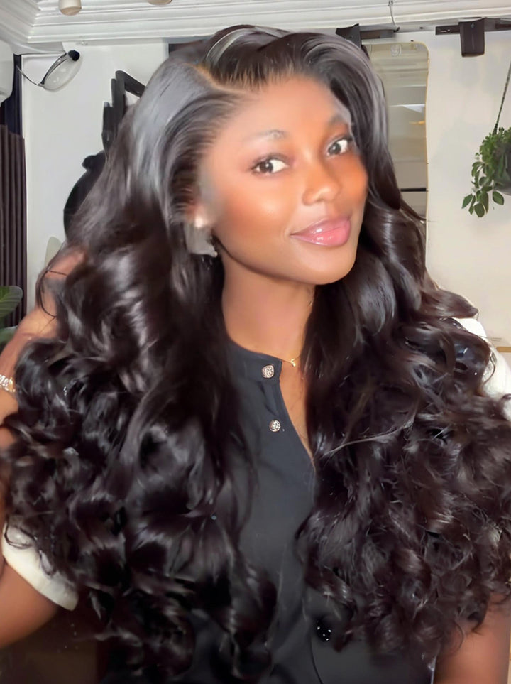 Dorsanee  250 300 Density Bouncy Loose Curls 13x4 Lace Front Virgin Human Hair Wigs