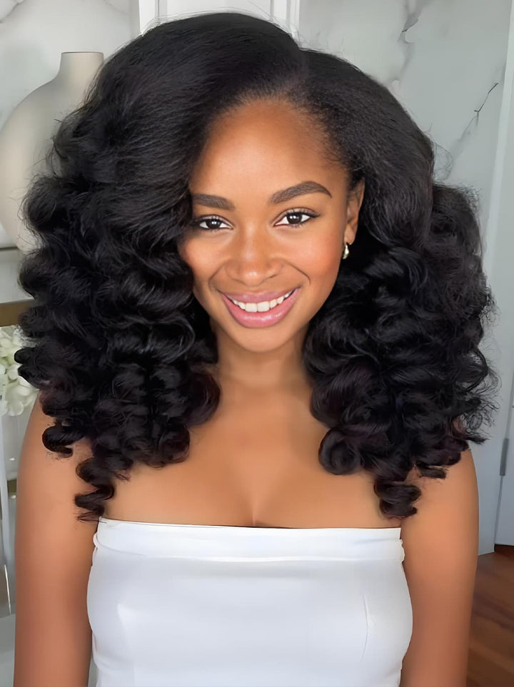 Dorsanee 250 300 Density Bouncy Yaki Kinky Straight Loose Wave 13x4 Lace Front Human Hair Wigs