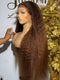 Dorsanee 250 300 Density Chocolate Brown Kinky Yaki Straight 13x4 Lace Front Human Hair Wigs