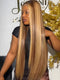 Dorsanee 250 300 Density Honey Blonde Highlight Bone Straight 13x4 Lace Front Human Hair Wigs