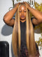 Dorsanee 250 300 Density Honey Blonde Highlight Bone Straight 13x4 Lace Front Human Hair Wigs