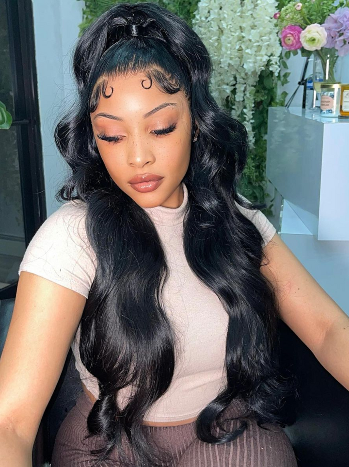 Dorsanee 250 Density 360 Full Lace Frontal Closure Body Wave Virgin Human Hair Wigs