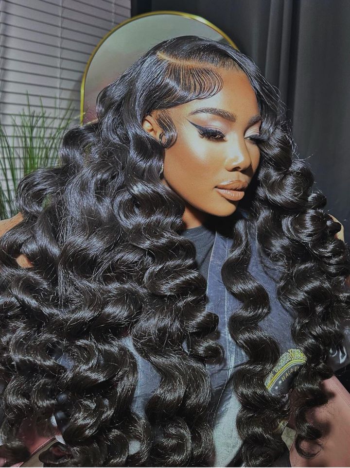 Dorsanee 30 32 inch Full 300% Density 13x4 HD Lace Front Straight Wave Curls Human Hair Wigs