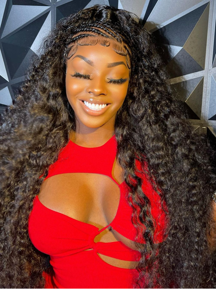 Dorsanee 360 HD Full Lace Frontal Crimped Deep Wave Curly Virgin Human Hair Wigs