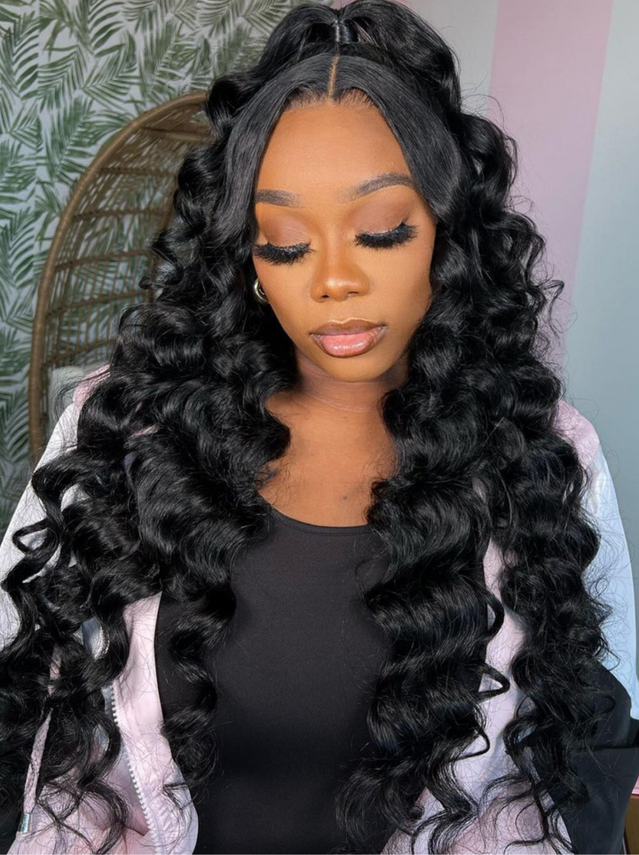 Dorsanee 360 Lace Frontal Big Wave Wand Curls Loose Deep Wave Human Hair Wigs