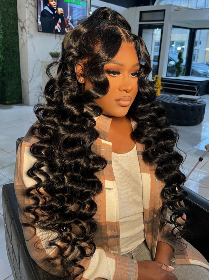 Dorsanee 360 Lace Frontal Big Wave Wand Curls Loose Deep Wave Human Hair Wigs