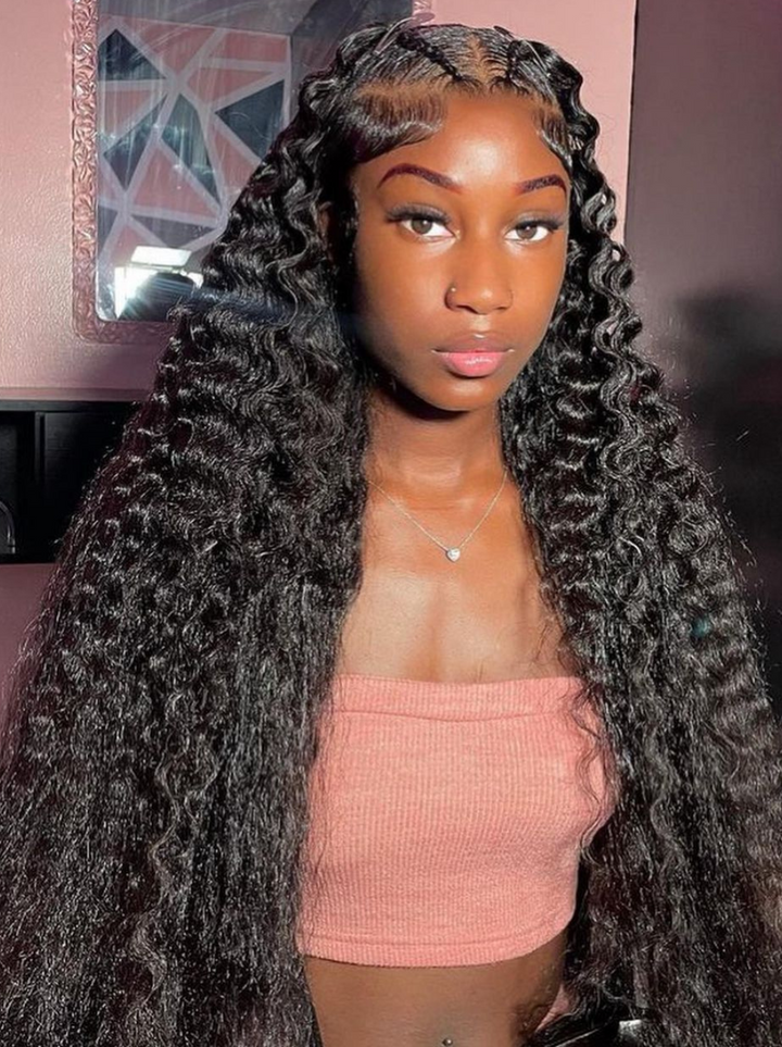 Dorsanee 360 Full Lace Frontal Bohemian Crimped Deep Wave Human Hair Wigs